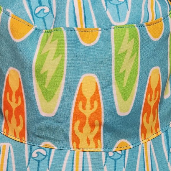 I Play Bucket Sun Hat 2T-4T Aqua Surfboard - Picture 3 of 10